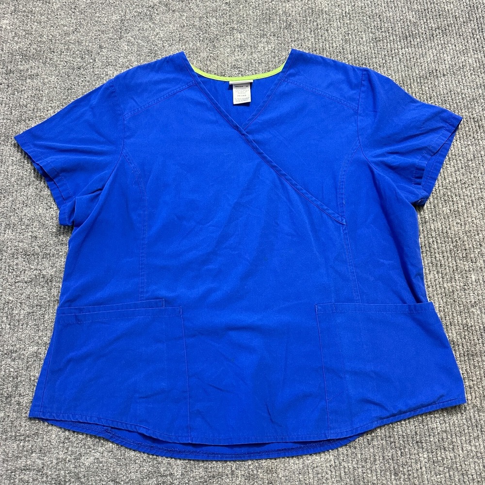 Scrubstar Womens Top Size 2X Electric Blue‎ Pockets